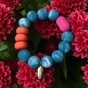 Vibrant Blue and Orange Beaded Bracelet